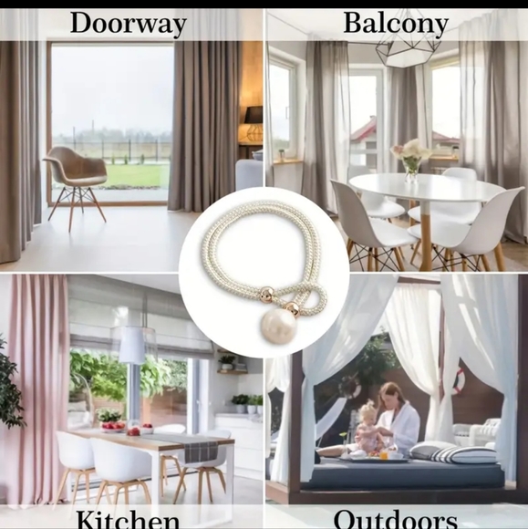 2 Pcs Curtain Tiebacks Decorative Faux Pearl Curtain Ties Back Adjustable Draper - Picture 9 of 9